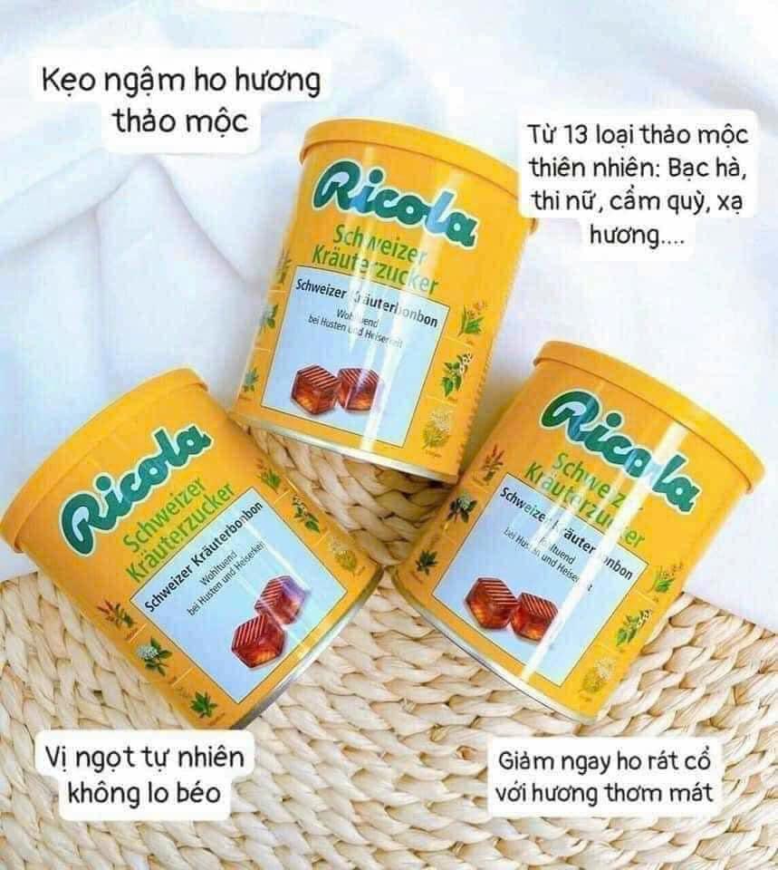 Date 2028 Kẹo Ngậm Ho Ricola 250g Đức 13 Thảo Dược