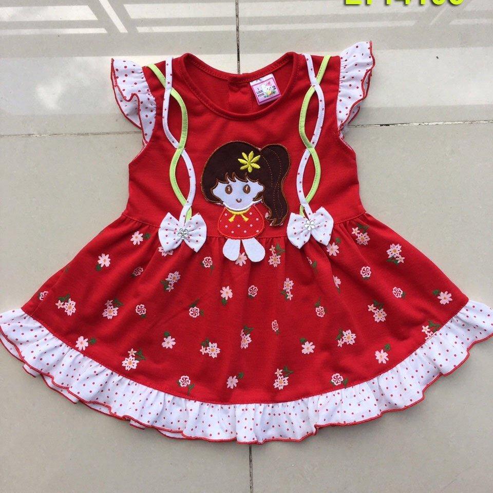 Com bo 2 váy thun cotton nhí cho bé gái 5-11kg
