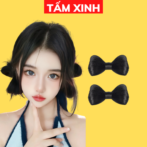 Tóc giả kẹp nơ nữ đẹp thời trang xinh xắn - kẹp nơ tóc giả