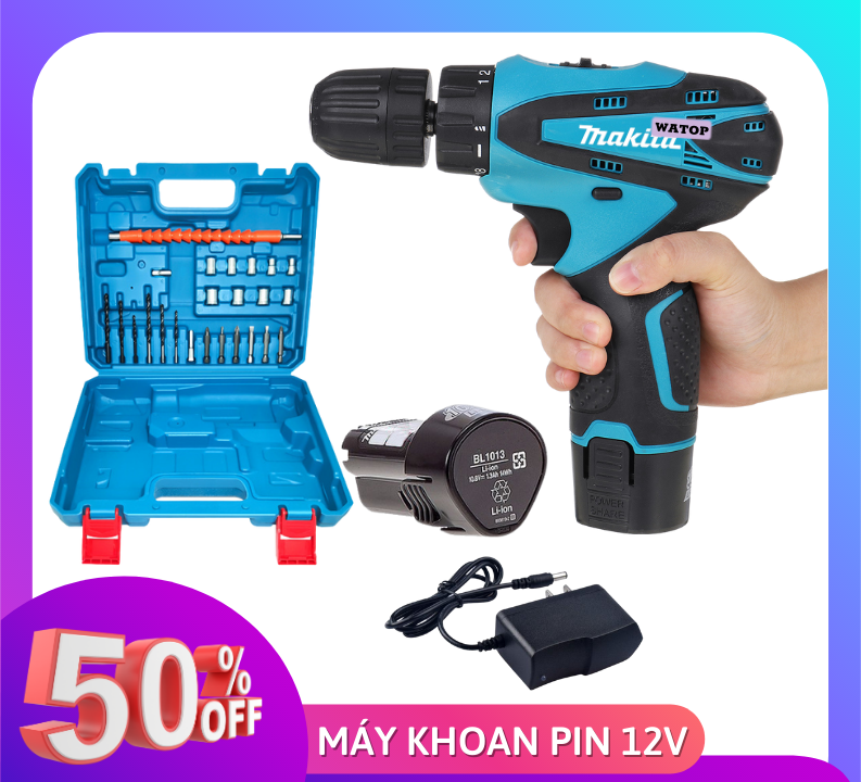 Máy khoan pin 12V MAKITA BẢO HÀNH 12 THÁNG BỘ SẢN PHẨM ĐẦY ĐỦ NHƯ HÌNH CHỤP ( HÌNH THẬT 100% SHOP TỰ CHỤP )