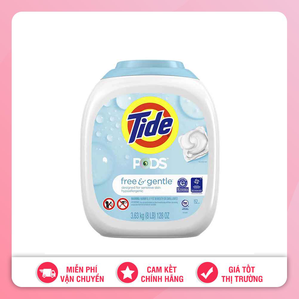 Viên giặt tẩy tide pods he laundry detergent free & gentle 152 viên mỹ
