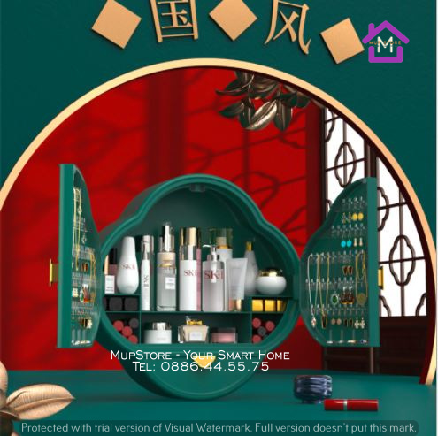 Tủ đựng mỹ phẩm trang sức sang trọng gắn tường phong cách hoàng cung