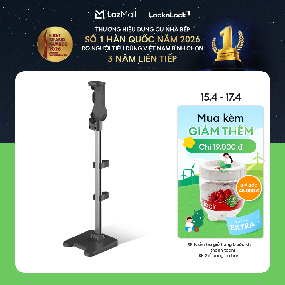 Trả góp 0% - ENV356GRY- Máy hút bụi không dây LockLock đa năng cầm tay (lau sàn, hút bụi, hút bụi giường) - Lọc 5 lớp - Chính hãng