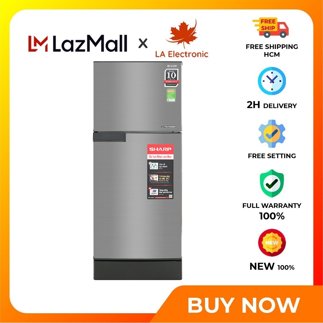 Trả góp 0% - tủ lạnh sharp inverter 150 lít sj-x176e-sl - miễn phí vận chuyển hcm
