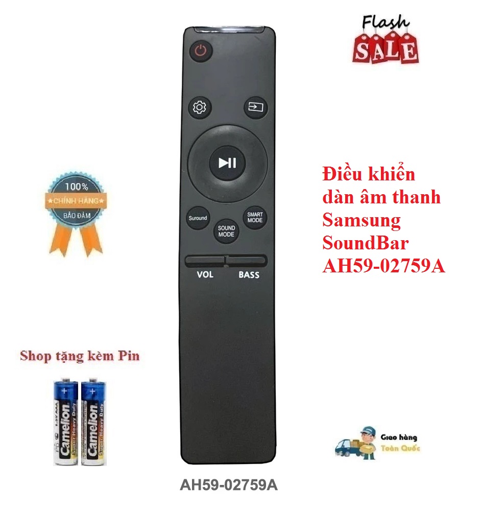 Remote điều khiển dàn âm thanh samsung soundbar ah59-02759a- hàng tốt tặng kèm pin
