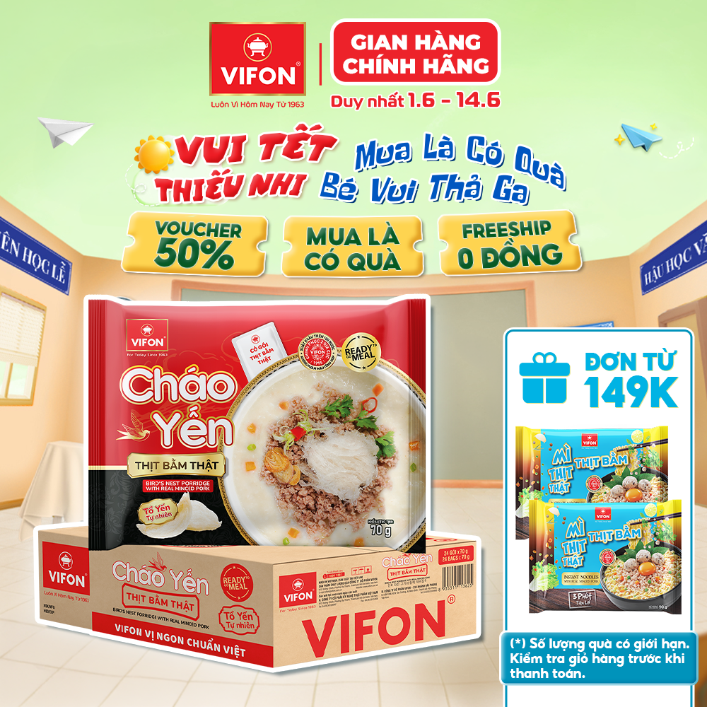[VOUCHER 20%, LAZCOIN 10%] Thùng 24 Gói Cháo Yến Thịt Bằm/ Thịt Gà 70gr - Có Gói Thịt Thật, Đầy Đủ Dinh Dưỡng