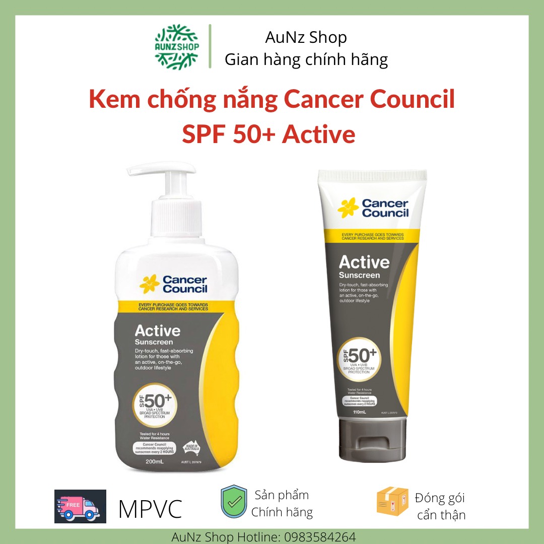 Kem Chống Nắng Cancer Council Active Năng Động SPF50+