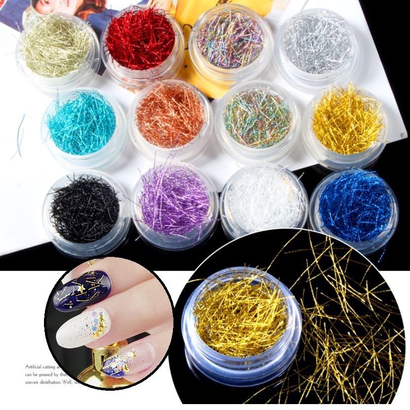 Set vụn dây kim tuyến trang trí nail 12 màu