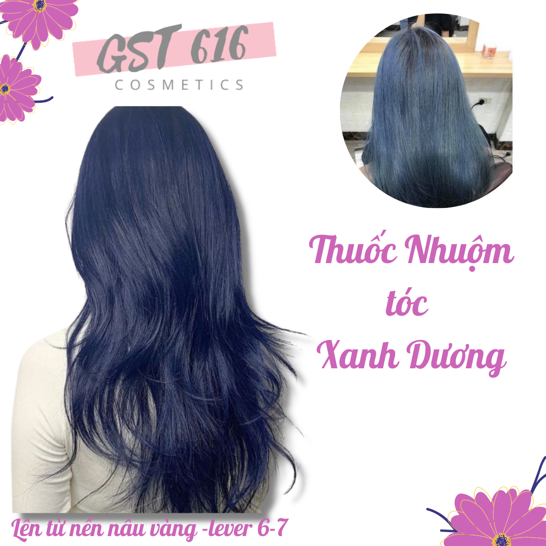 Thuốc nhuộm tóc màu XANH DƯƠNG tặng kèm oxy trợ nhuộm găng tay