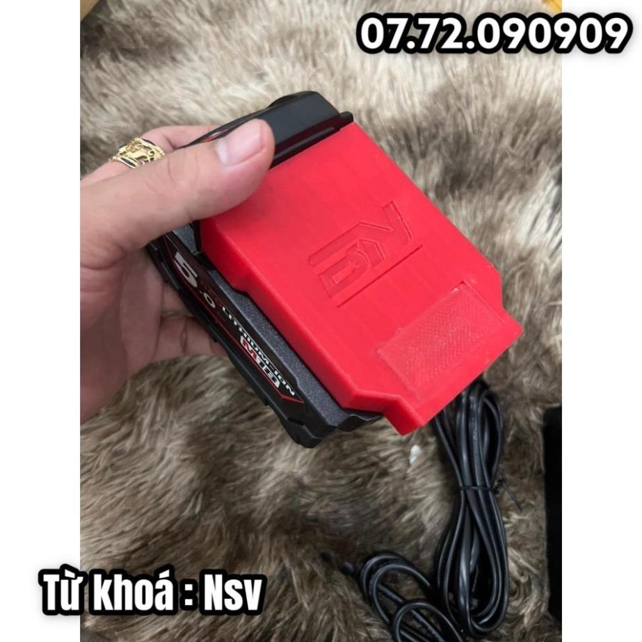 Nsv Dock sạc Milwaukee 18v Adapter thay thế sạc Zin, nhựa in siêu cứng. BN.
