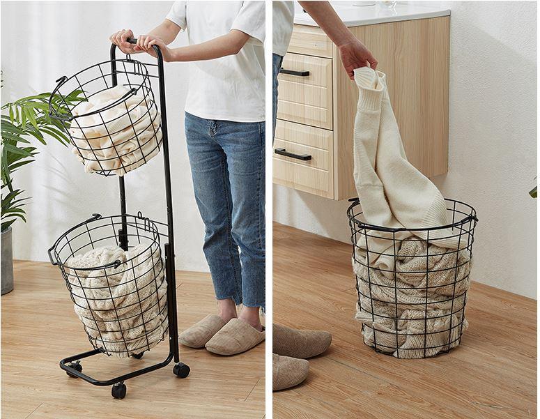[HCM]Kệ đựng đồ giặt Giỏ Giặt Kệ đa năng 2 Tầng Đa Năng có bánh xe tiện lợi