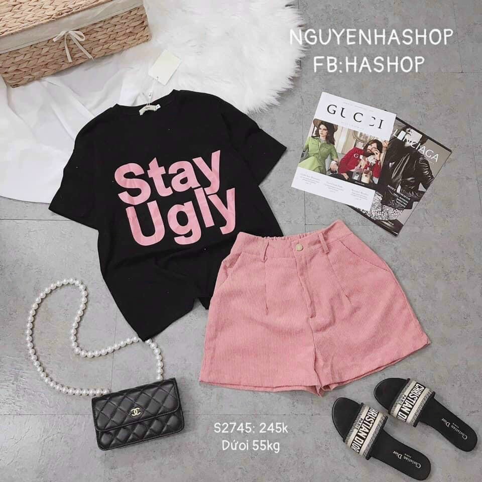 Sét bộ in chữ stayugly cá tính