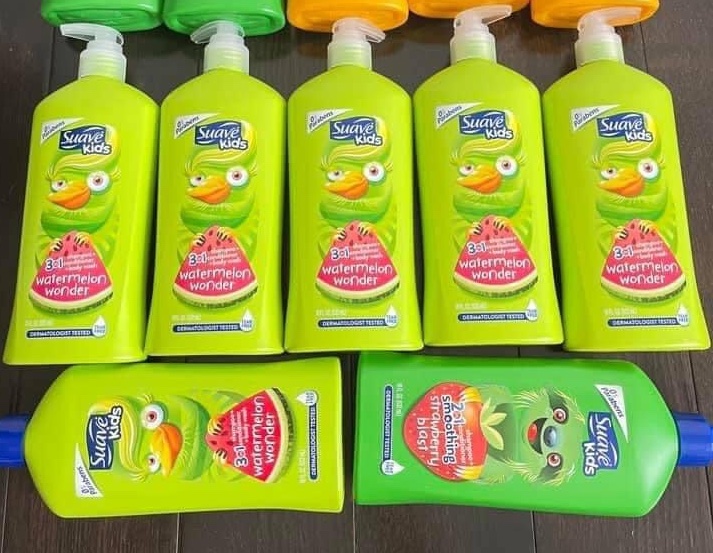 (USA) Sữa tắm gội xả trẻ em hàng Mỹ Suave Kids 3 in 1 không cay mắt, mùi Hương trái cây dịu nhẹ 532ml.