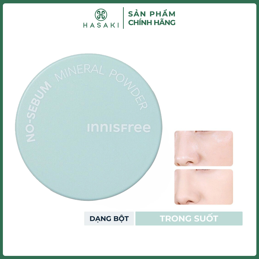 Phấn Phủ innisfree Kiềm Dầu Dạng Bột Khoáng 5g (Mới) No-Sebum Mineral Powder Hasaki Sản Phẩm Chính Hãng