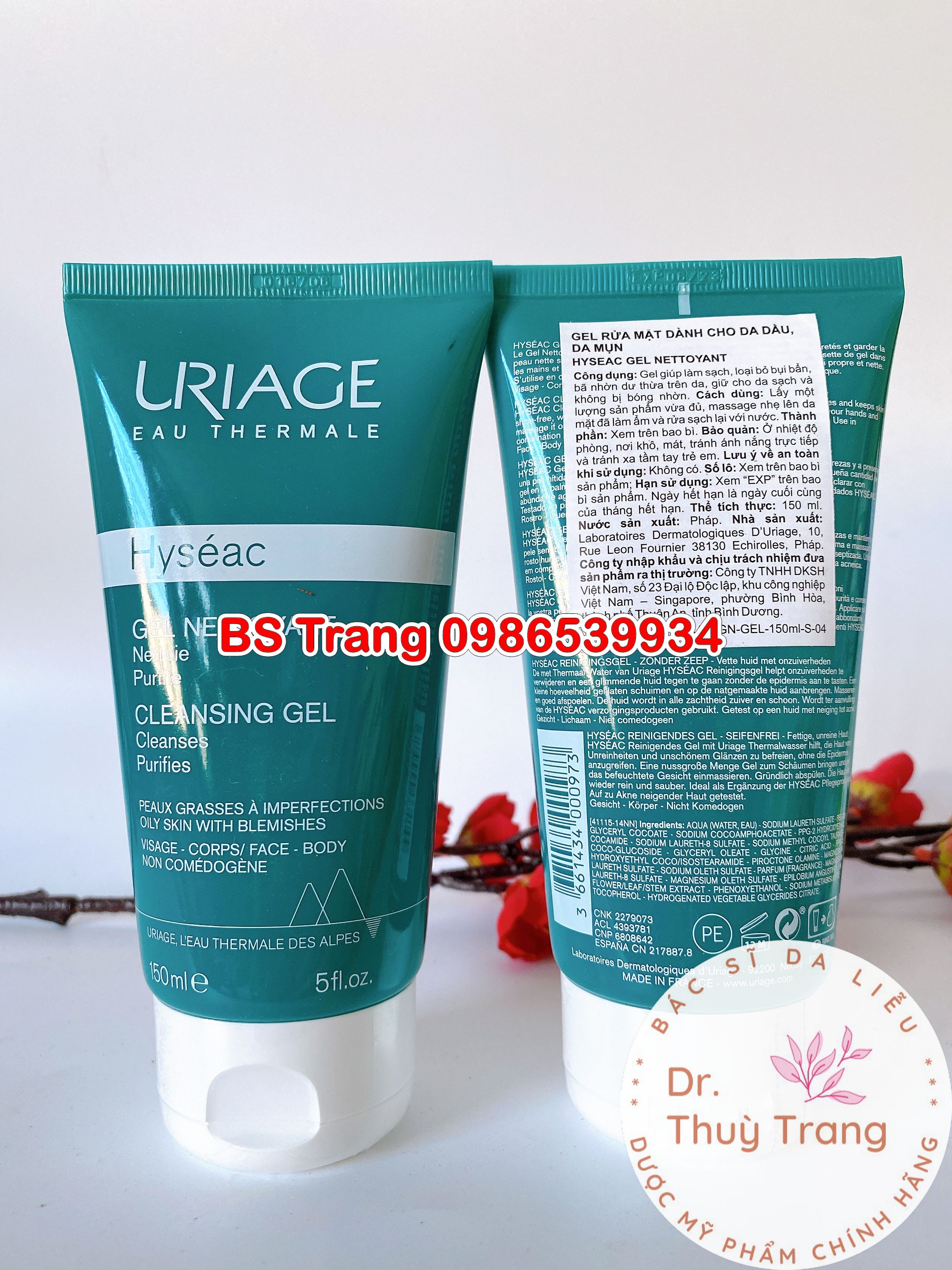 Sữa rửa mặt cho da dầu, da mụn và da hỗn hợp uriage hyséac gel nettoyant 150ml