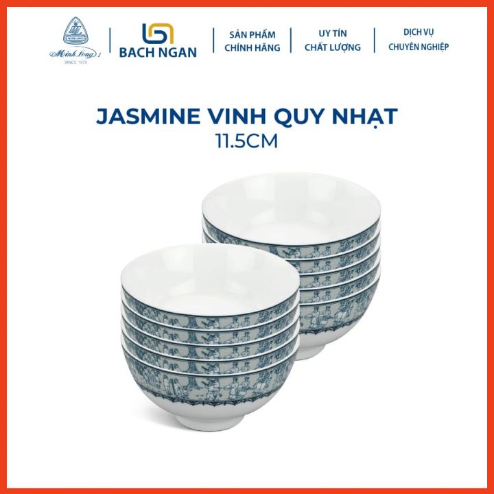 Bộ 10 Chén sứ cao cấp Minh Long 11.5cm Vinh Quy Nhạt dùng ăn cơm trong gia đình, đãi khách hay tặng quà tết