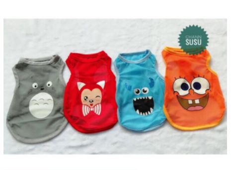 Áo hè cho chó mèo - áo thun 3 lỗ hoạt hình lưới đẹp cho thú cưng chó mèo - channsusu pet shop