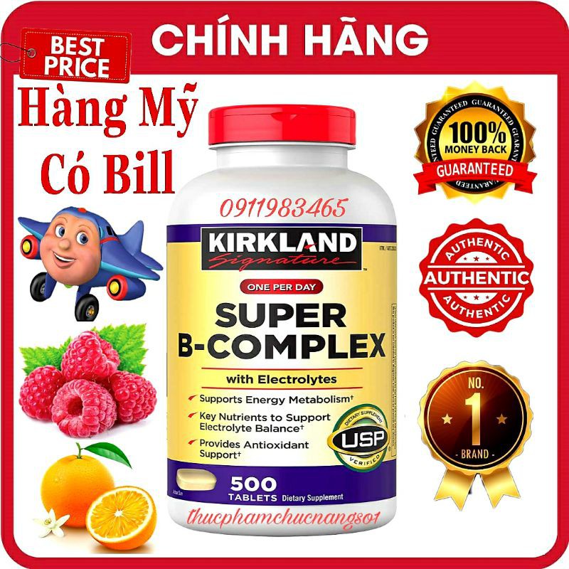 Super b complex kirkland 500 viên cam kết đúng mô tả chất lượng