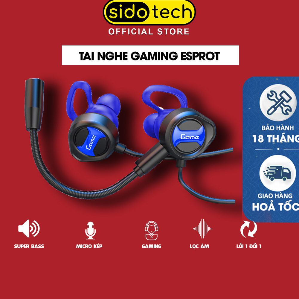 Tai Nghe Game Thủ Chơi Game SIDOTECH G18 Dòng Tai Nghe Gaming Cho Điện Thoại Có Mic Chơi Pubg FF Liên Quân Tốc Chiến Thiết Kế Tai Nghe Có Dây Nhét Tai In Ear Tai Nghe Chơi Game Esport Điện Thoại Máy tính PC - Hàng Chính Hãng