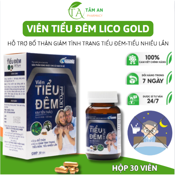 Viên Uống Hỗ Trợ Giảm Triệu Chứng Đi Tiểu Nhiều Lần LICO GOLD giúp bổ thận giảm tình trạng tiều đêm -Hộp 30 viên