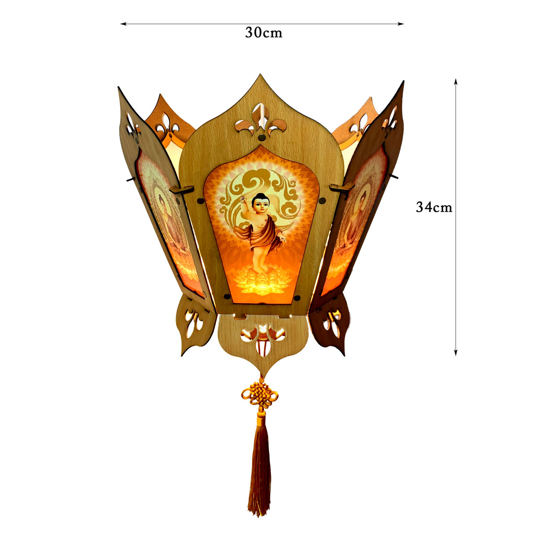 Lồng Đèn Gỗ Hoa Sen hình Đức Phật có 2 size trang trí Phật Đản mẫu mới nhất 2021 - TAYTA