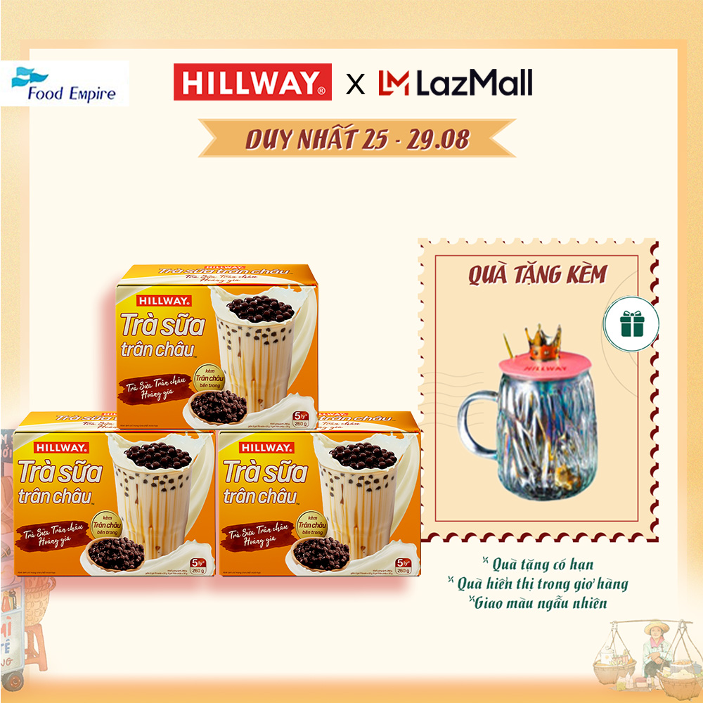 Combo 3 hộp Trà Sữa Trân Châu Hoà Tan - Hillway - Vị Truyền Thống