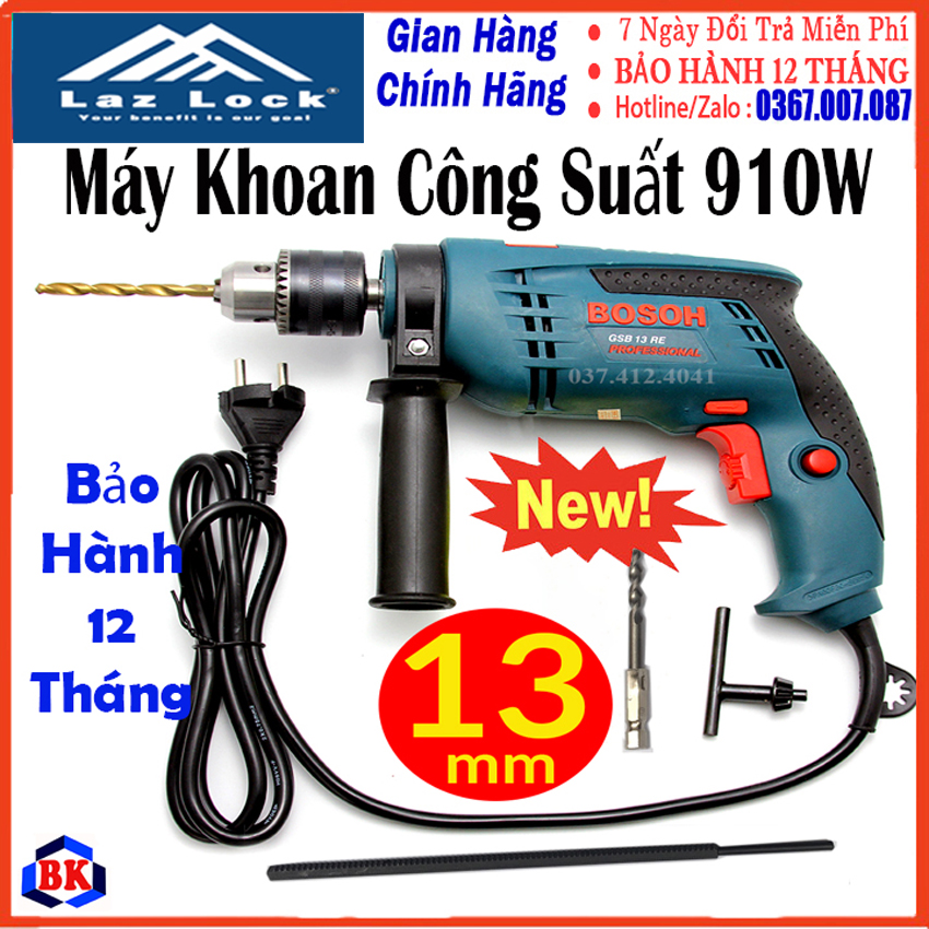 Máy khoan cầm tay gsb 13re - máy khoan điện 910w - máy khoan dây đồng 100% bảo hành 12 tháng laz lock