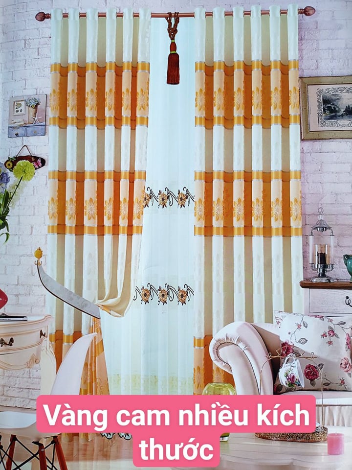 Rèm cửa vải bố gấm 2 mặt hàng đẹp mẫu tự chọn