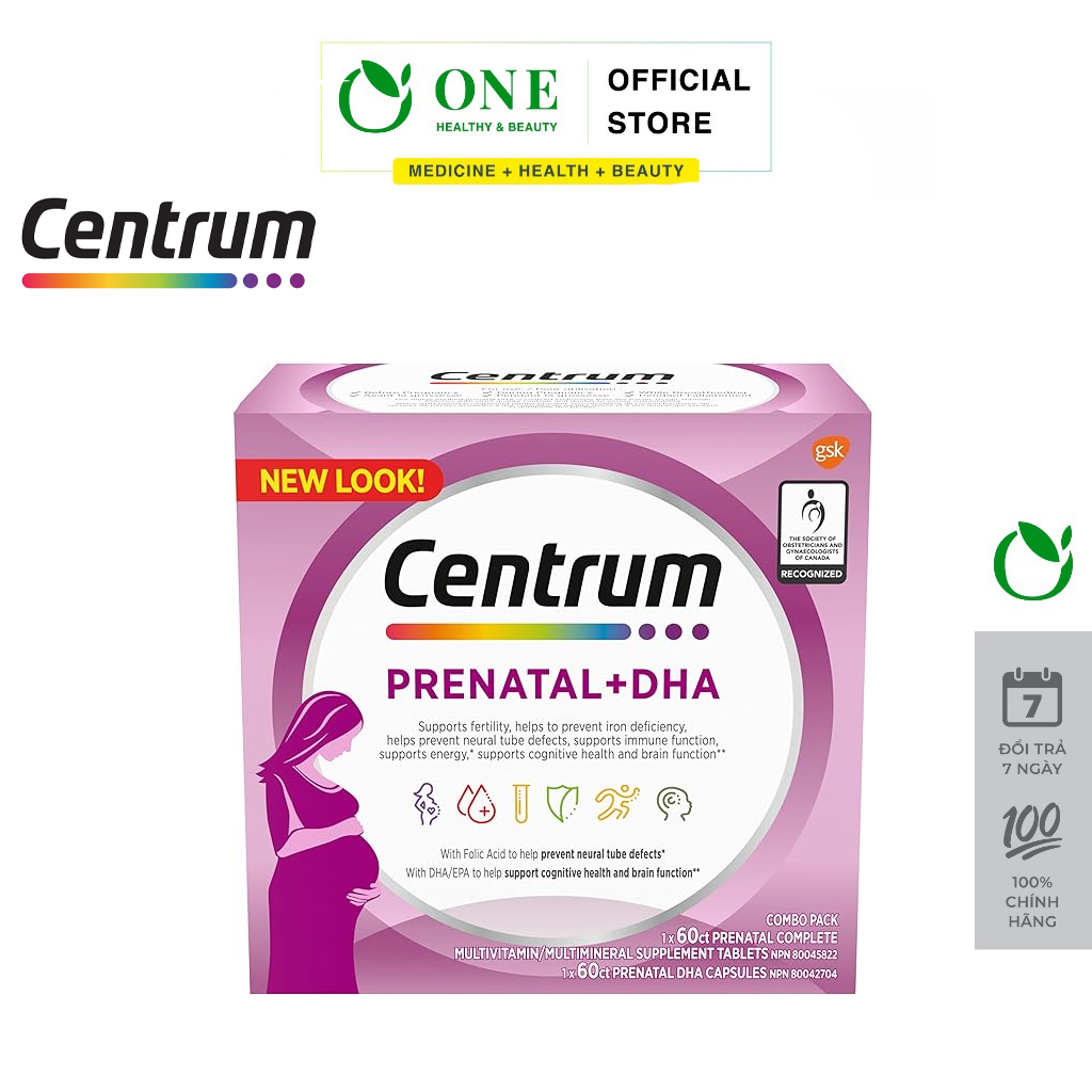 Vitamin cho bà bầu Centrum Prenatal + DHA Complete Multivitamin 60 viên x2