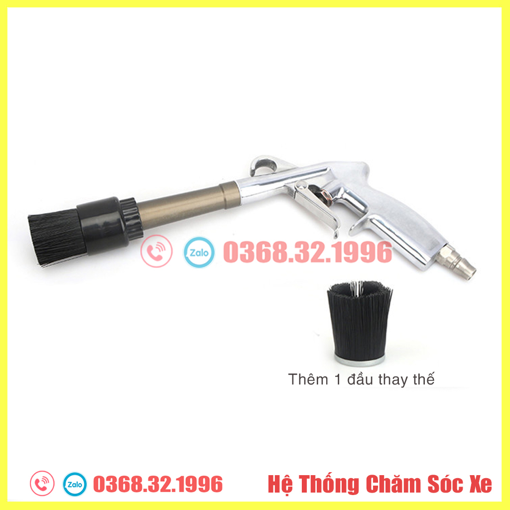 Súng dọn nội thất ô tô - dụng cụ đánh ghế da, ghế nỉ, nhựa, taplo trên xe ô tô đa năng tiện dụng dung khí nén