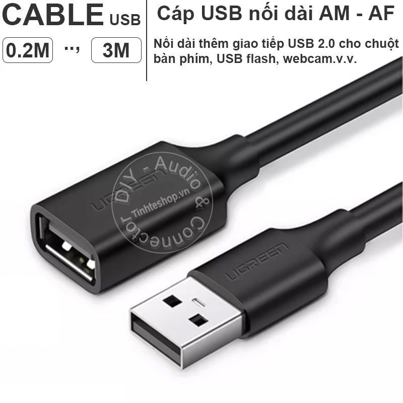 Cáp usb đực cái kéo dài 0.5 đến 3 mét ugreen us103 - dây usb 2.0 am-af