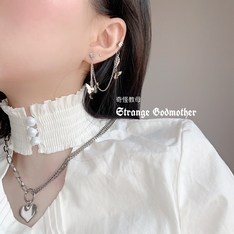 Bông tai nữ kẹp tầng bướm xinh đính đá tyle hàn quốc - lamsaoshop