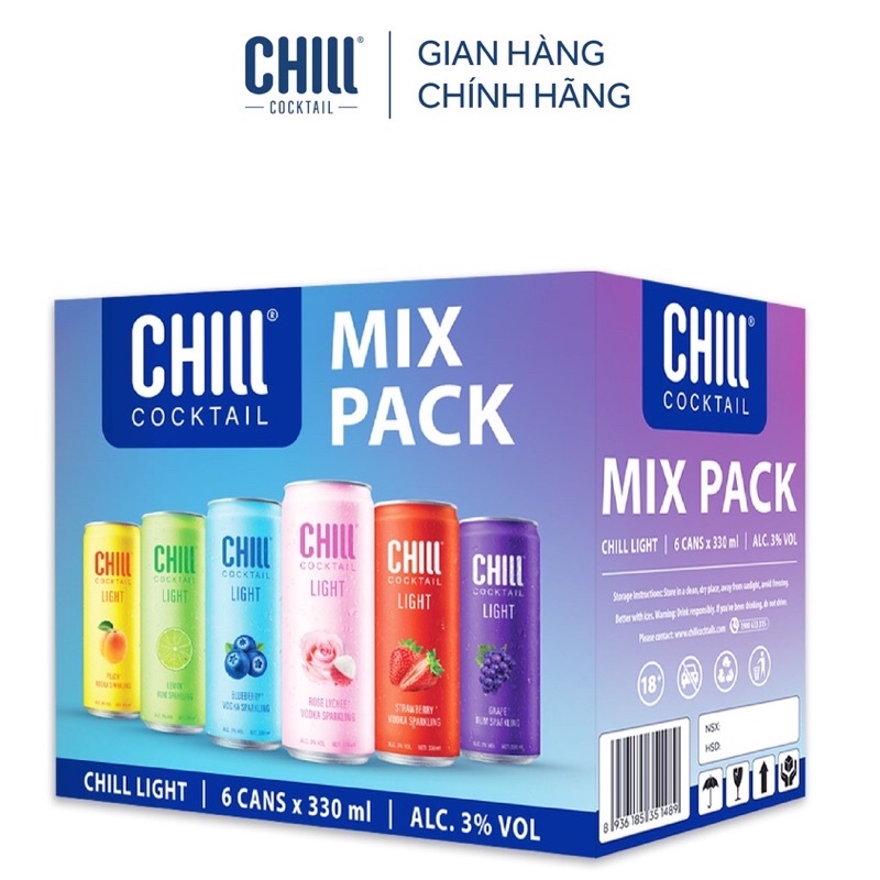 Chill Cocktail Light - Mix pack 6 lon 330ml