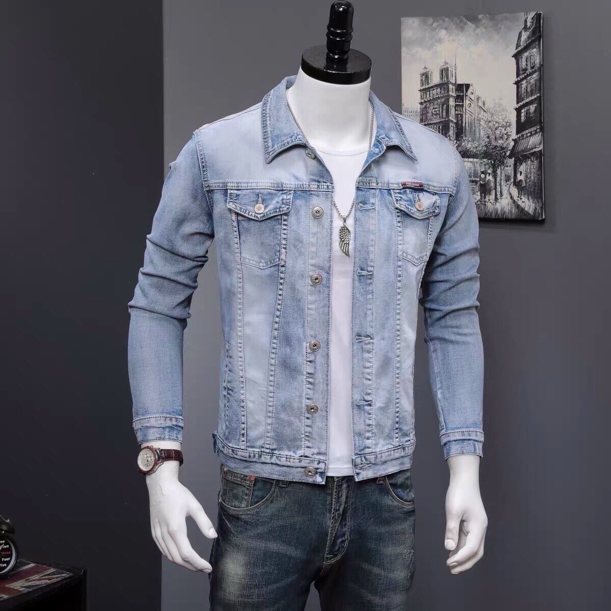 Áo khoác jean nam cao cấp vải dày hàng quảng châu chuẩn shop PN FASHION kv4q