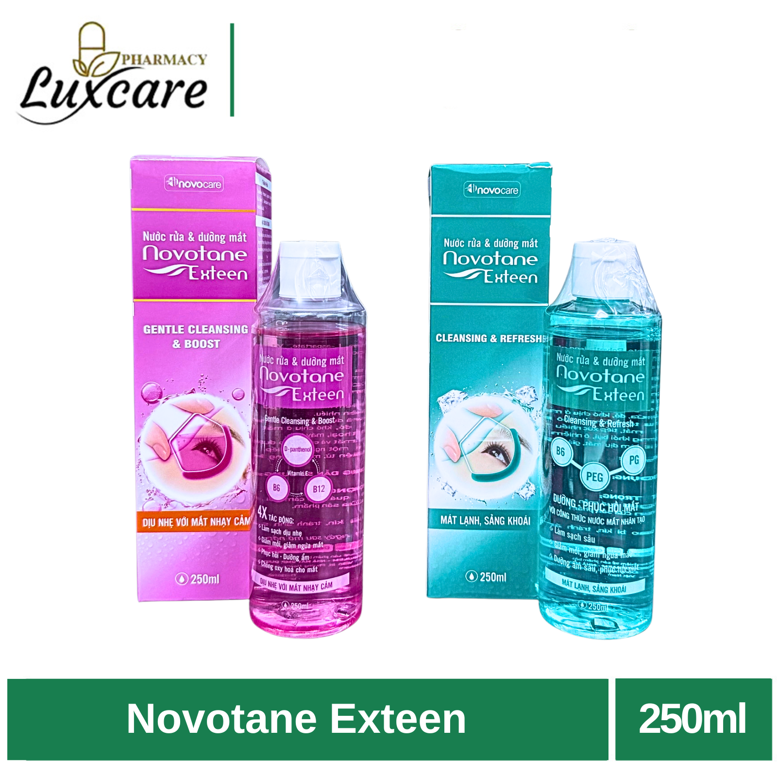 Novotane Exteen / Novotane Exteen Gentle Cleansing & Boost rửa trôi bụi bẩn, phòng các bệnh về mắt (hộp 250ml) - Luxcare