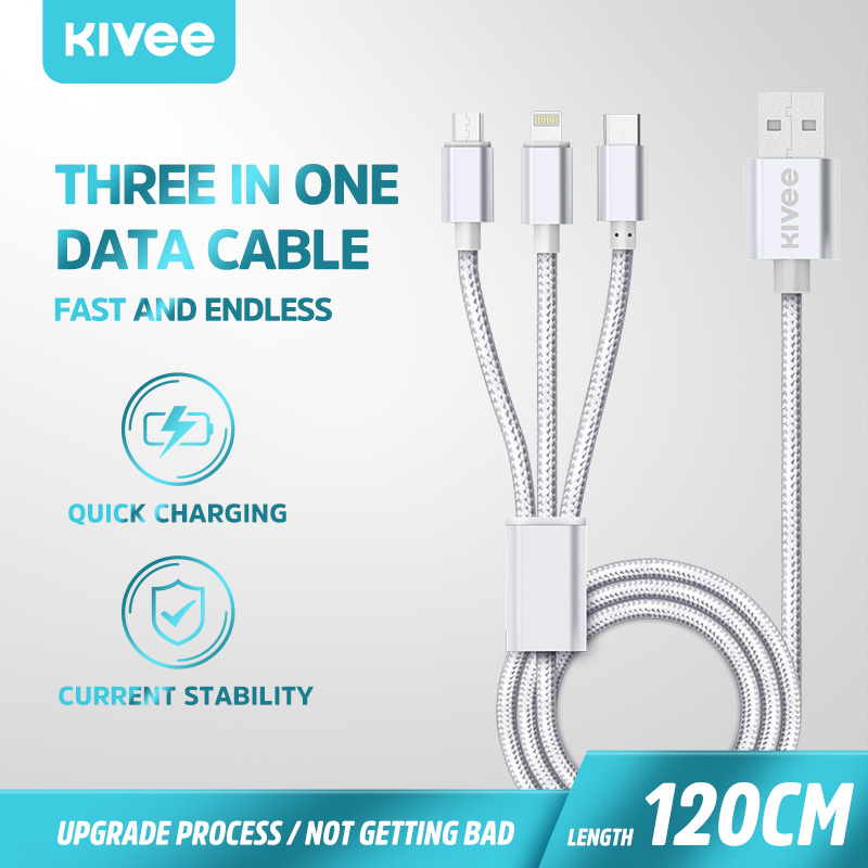 KIVEE Dây Cáp Sạc 3 trong 1 Cáp Sạc Micro USB - Cáp Sạc Type C - Cáp Sạc Iphone, cáp sạc samsung, cáp sạc oppo(CH061)