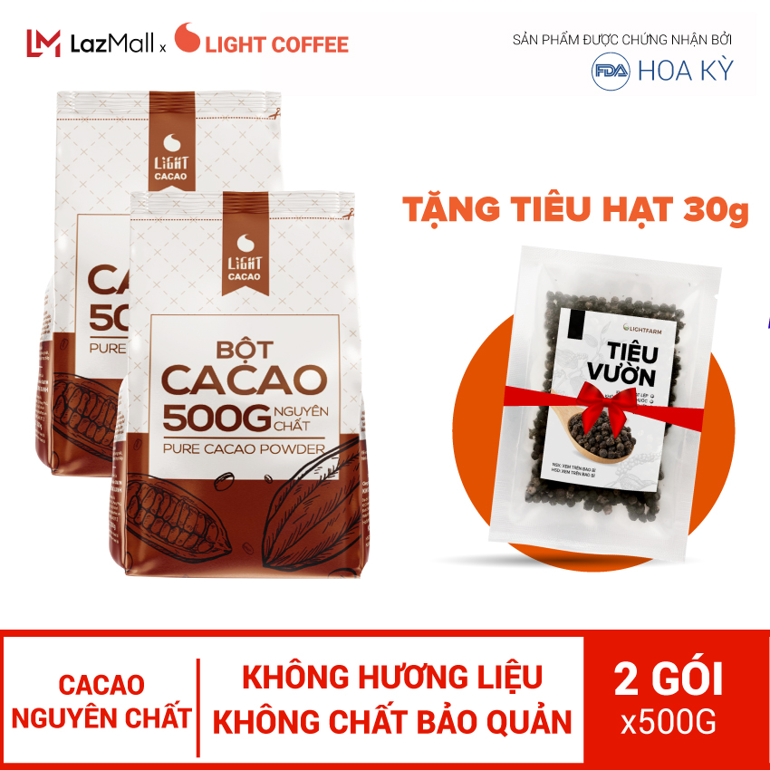 02 gói 1kg bột ca cao nguyên chất 100% - Light Cacao