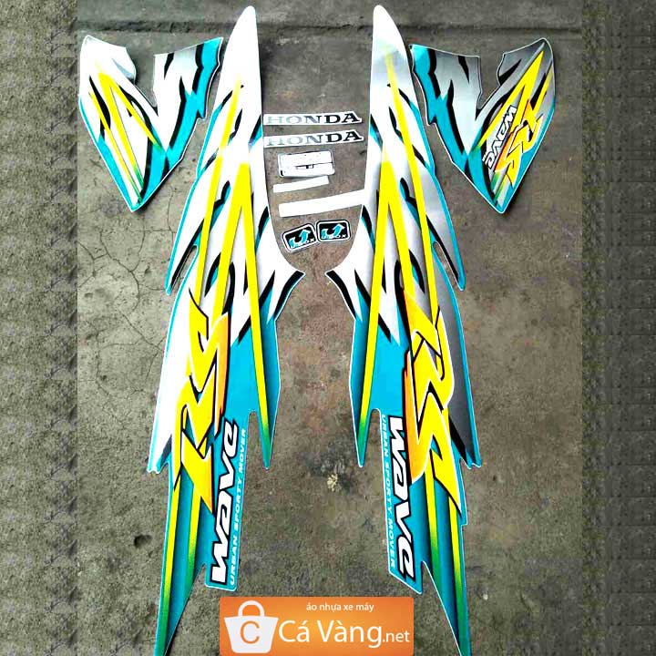 Tem xe Wave RS LOẠI 3 LỚP, tem lâu bay màu - màu XANH NGỌC