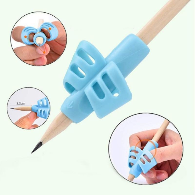 Dụng cụ xỏ ngón cầm bút silicon chỉnh tư thế cầm bút đúng cho bé tập viết ( giao màu ngẫu nhiên )