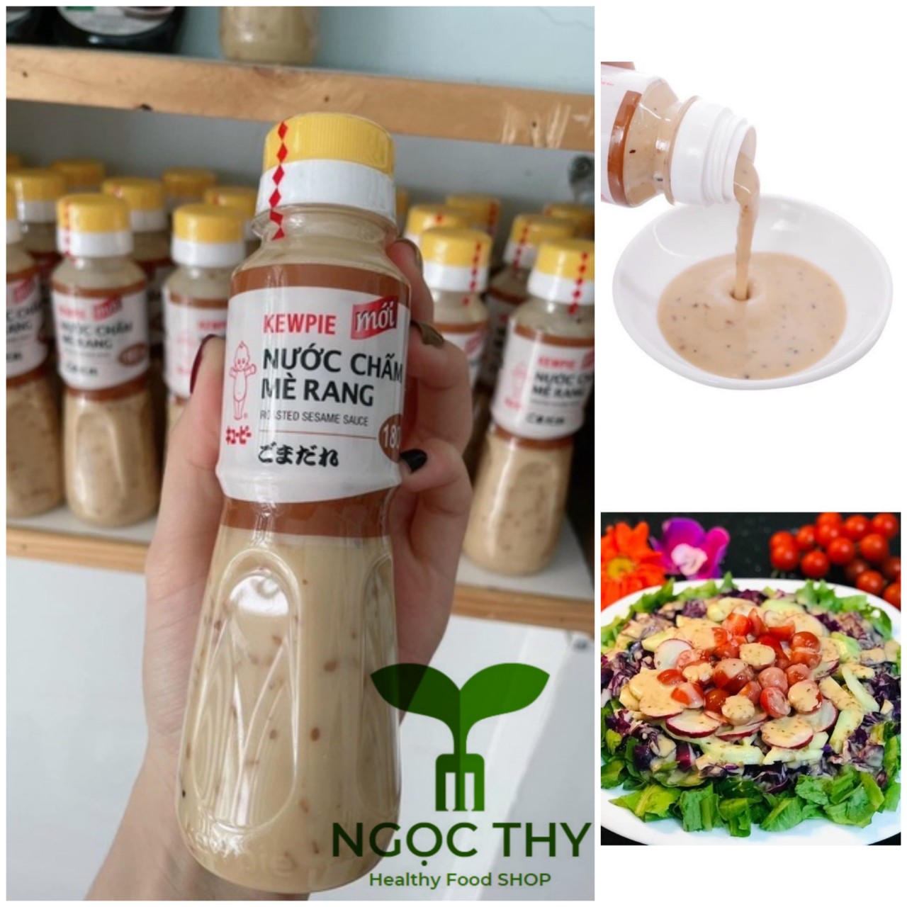  Nước chấm mè rang Kewpie chai 180ml nước sốt ăn salad 