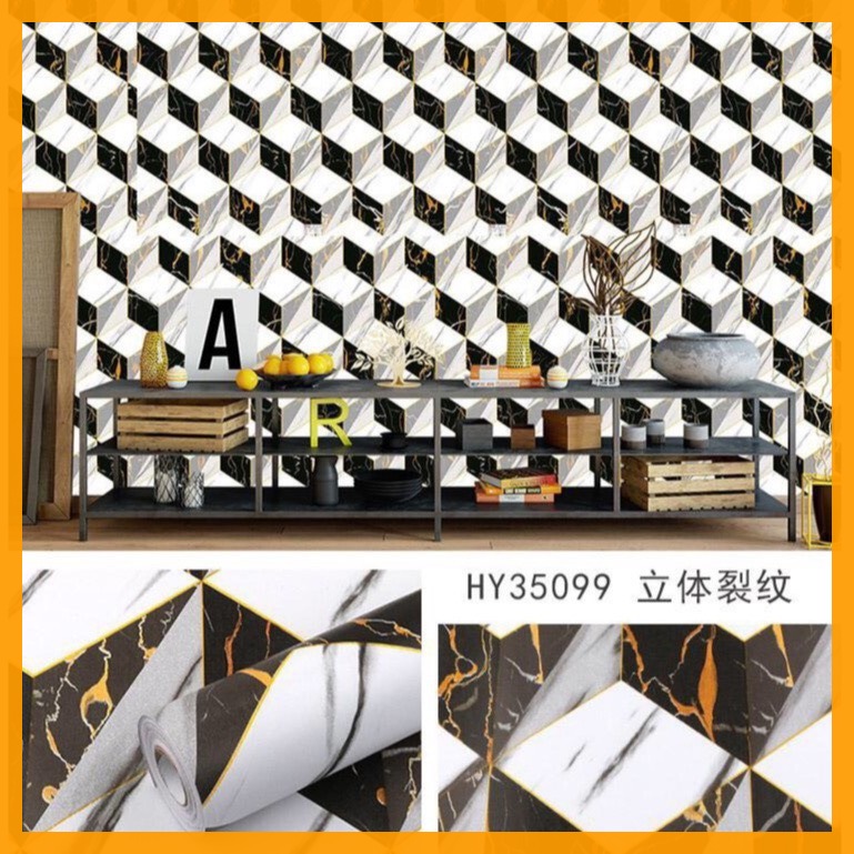 10m giấy dán tường sẵn keo vân đá caro 5398 (kt dài 10m x rộng 45cm / cuôn, decal trang trí tường.