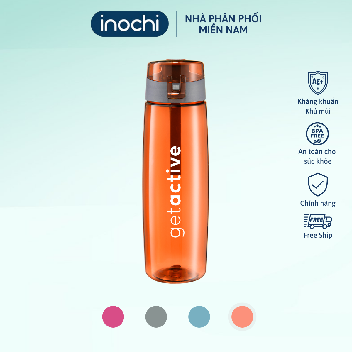 Bình nước thể thao Kita Active 500ml- inochi, nhựa Tritan cao cấp không mùi, an toàn cho sức khỏe