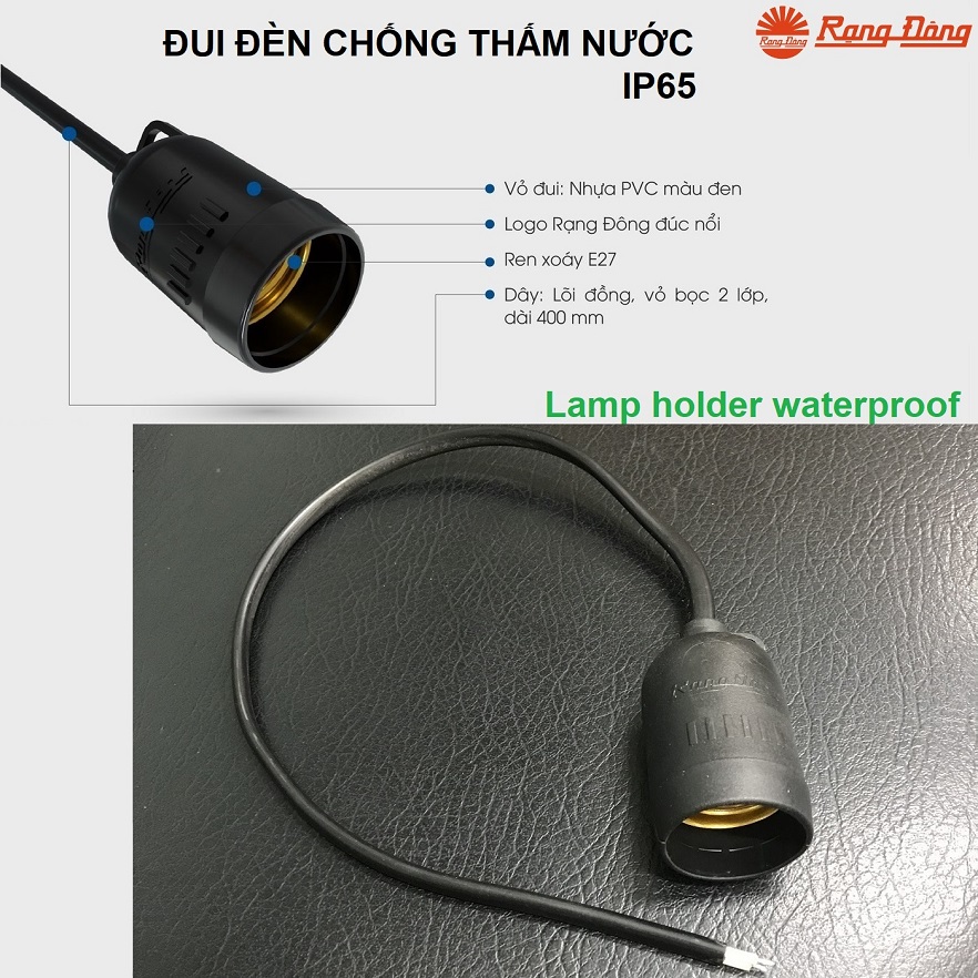 Đui đèn E27 Rạng Đông chống thấm IP65
