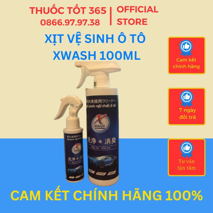 [CHÍNH HÃNG] XWash - Xịt tẩy rửa, khử mùi nội thất ô tô KHÔNG HÓA CHẤT Chai 100ml