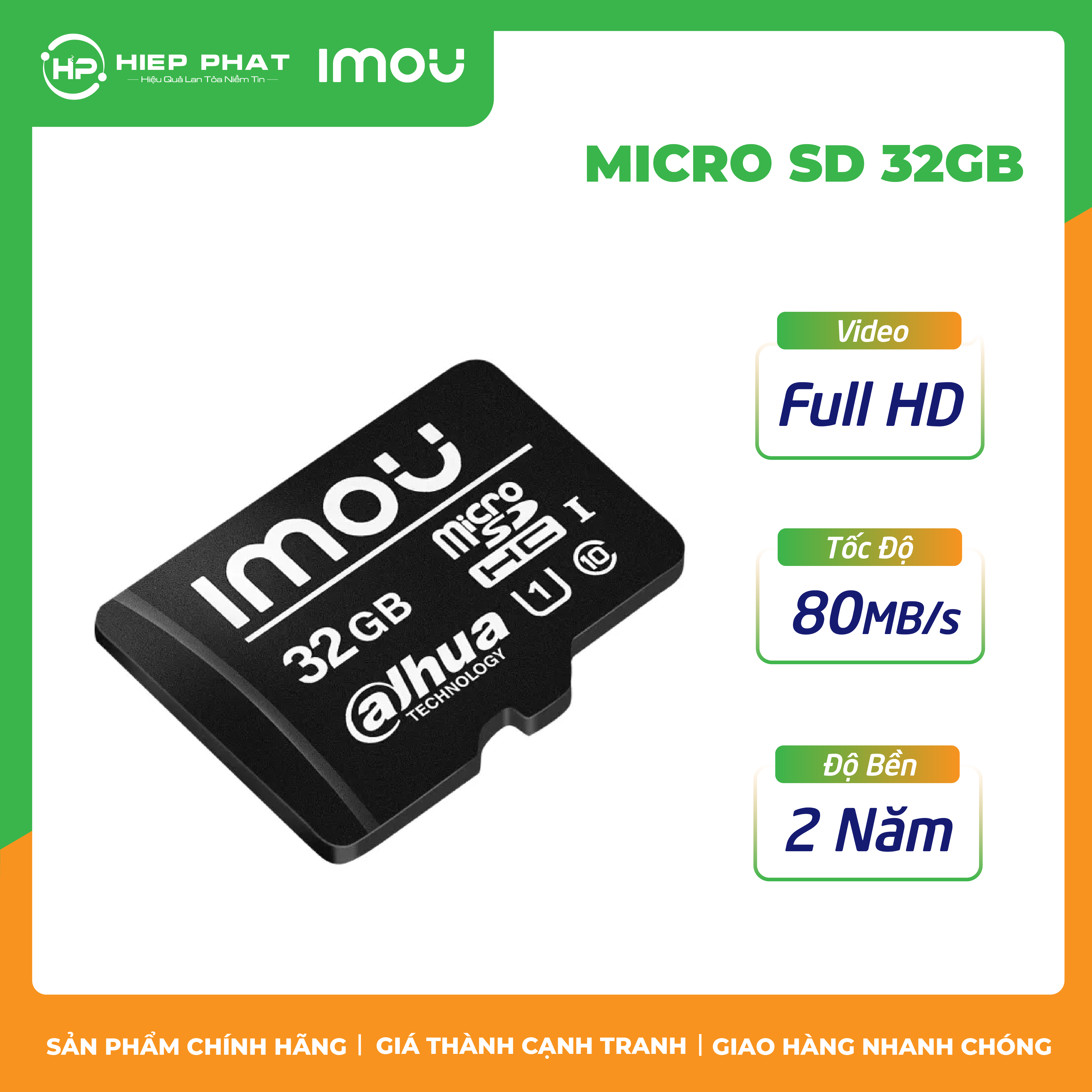 Thẻ Nhớ IMOU Micro SD Lưu Trữ Cho Camera - 32GB - Speed 80MB/s - Dùng Cho Camera Giám Sát - Điện Thoại - Máy Ảnh - Sản Phẩm 100% Chính Hãng
