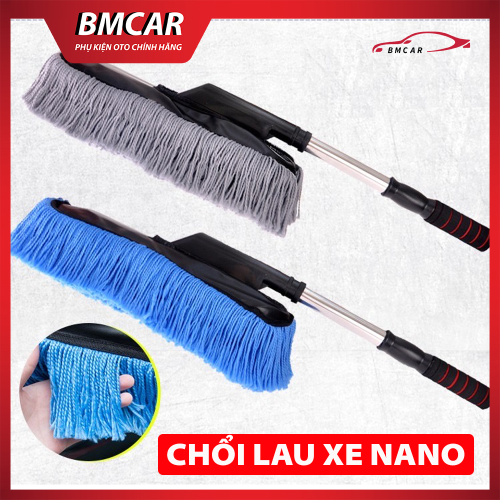 Chổi nano chuyên dụng lau rửa xe ô tô có thể kéo dài cán chổi hoặc thu gọn theo nhu cầu sử dụng, các sợi lau mềm mại, không gây xước xe
