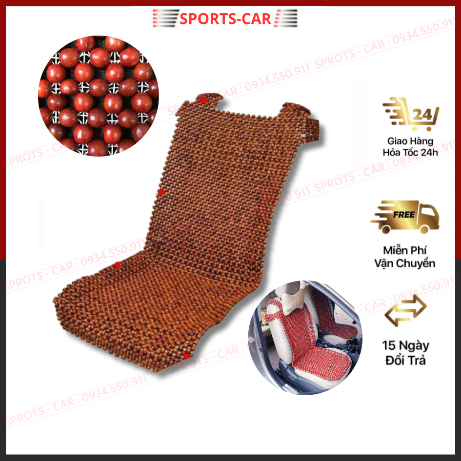 Lót Ghế ô tô Hạt Gỗ nhãn Size 104x45cm - Phụ Kiện Bao Ghế ô Tô, Đệm Lót Hạt Ghế ô Tô