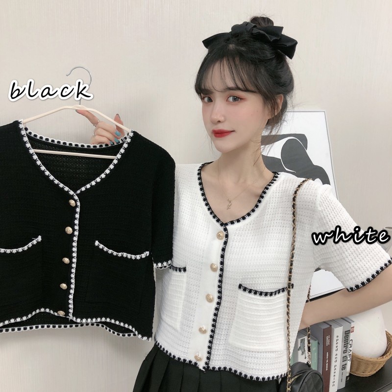 Áo len nữ dệt kim tay ngắn hè thu ulzzang chất motoghi hàng quảng châu cao cấp xiaozhainv vn k5g1
