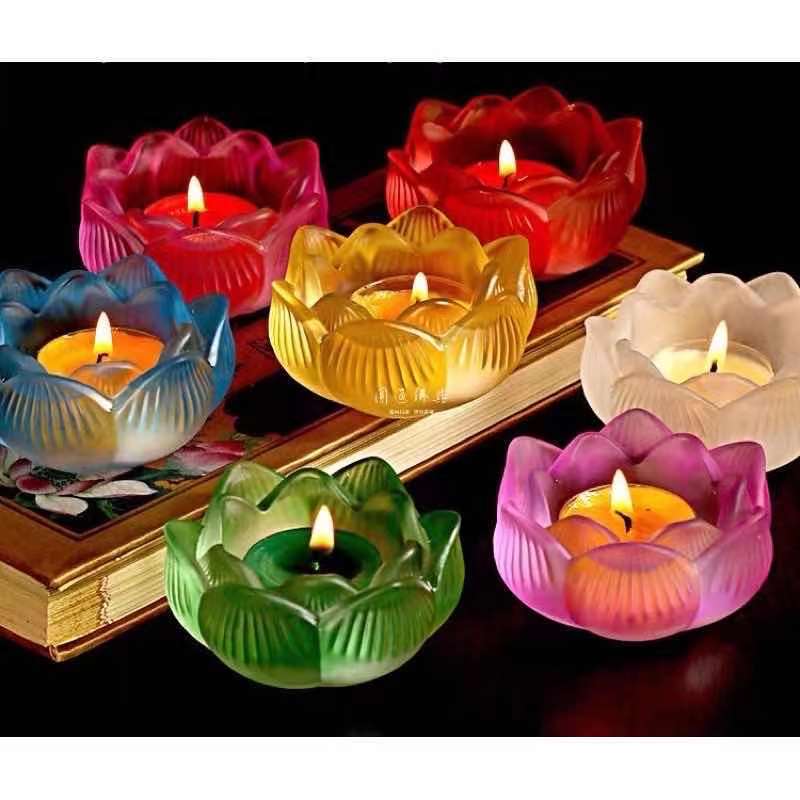 Đế nến hoa sen giả lưu ly - nhỏ
