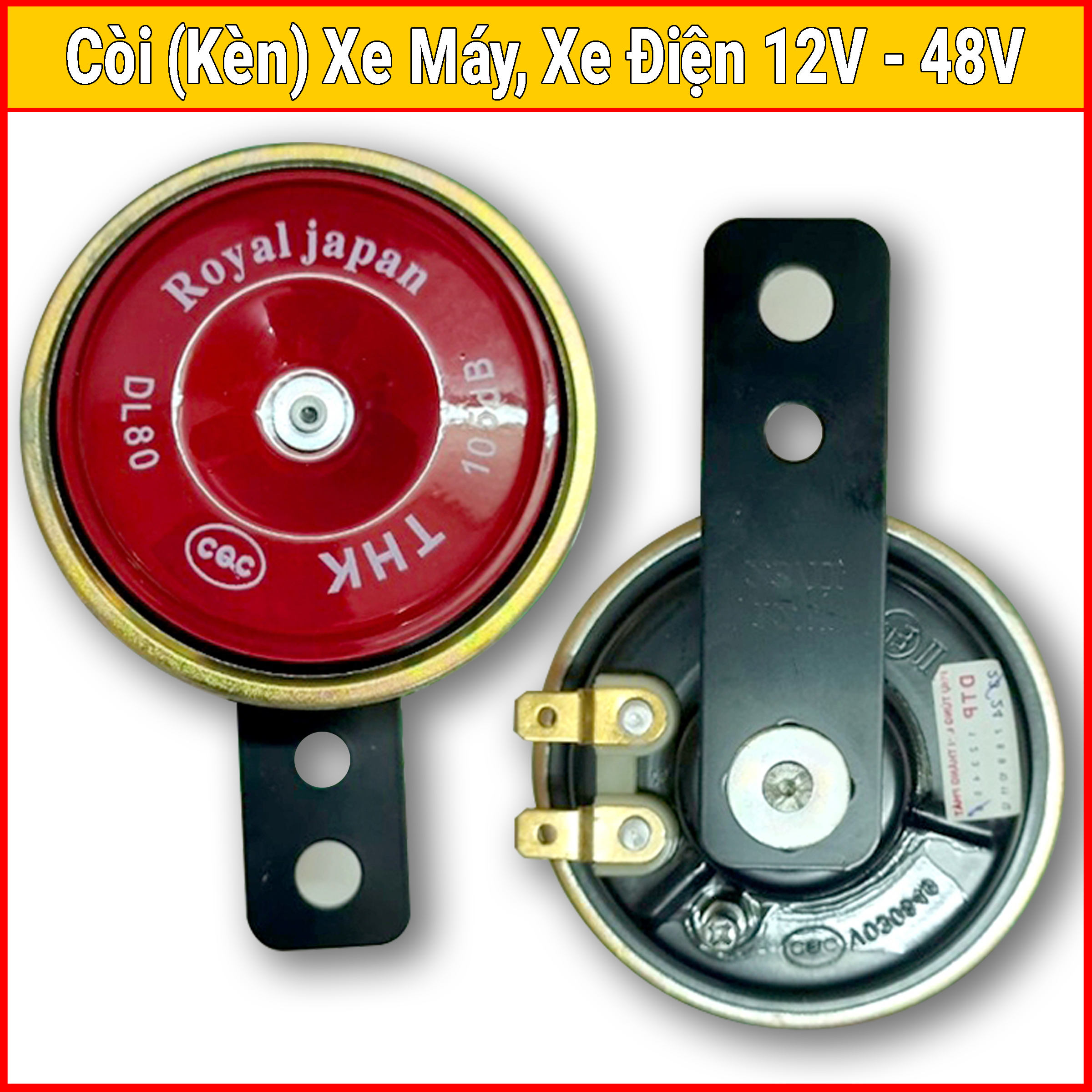 Còi (Kèn) Xe Máy, Xe Điện, Xe Đạp Điện 12V, 48V dùng cho mọi loại xe, phụ tùng xe chính hãng, sản phẩm tốt BH 12 tháng